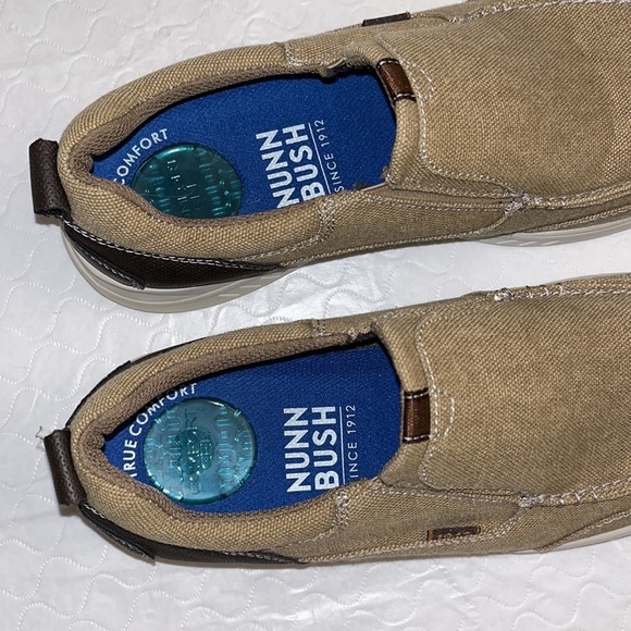 Nunn Bush Conway Canvas Moc Toe Slip On shoe khaki